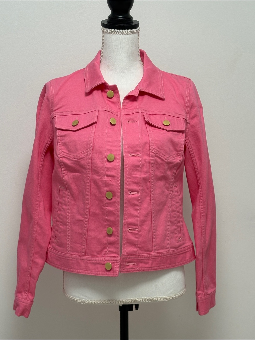 Talbots Pink Denim Jacket with Brass Buttons
